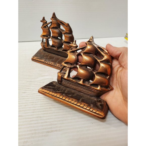 Antique Ship Bookends Vintage Bookends,Metal Bookends, Boat Bookends, Na… - Picture 5 of 10